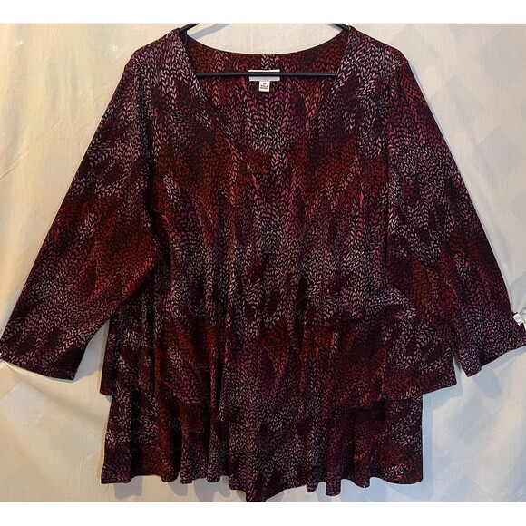 SUSAN GRAVER Liquid Knit Layered Purple Multi Tunic Whimsigoth Boho Women's 2X - Picture 3 of 8